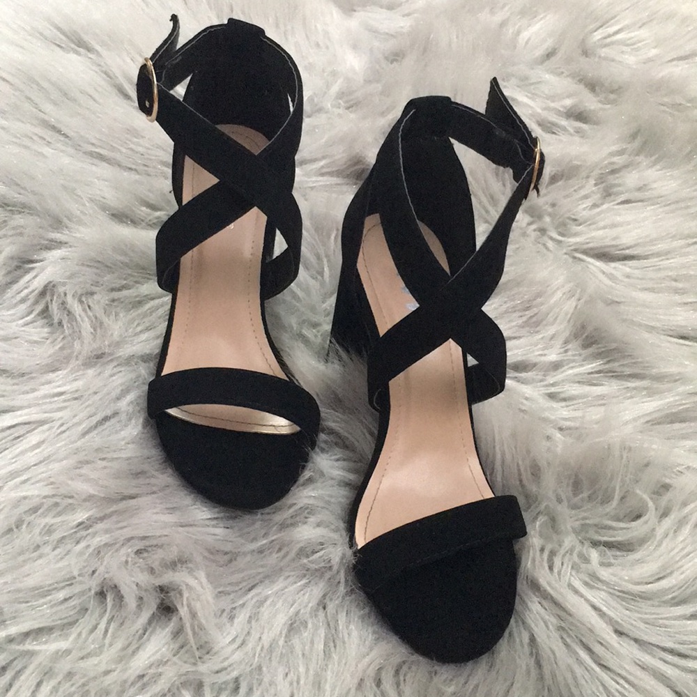 black suede heels